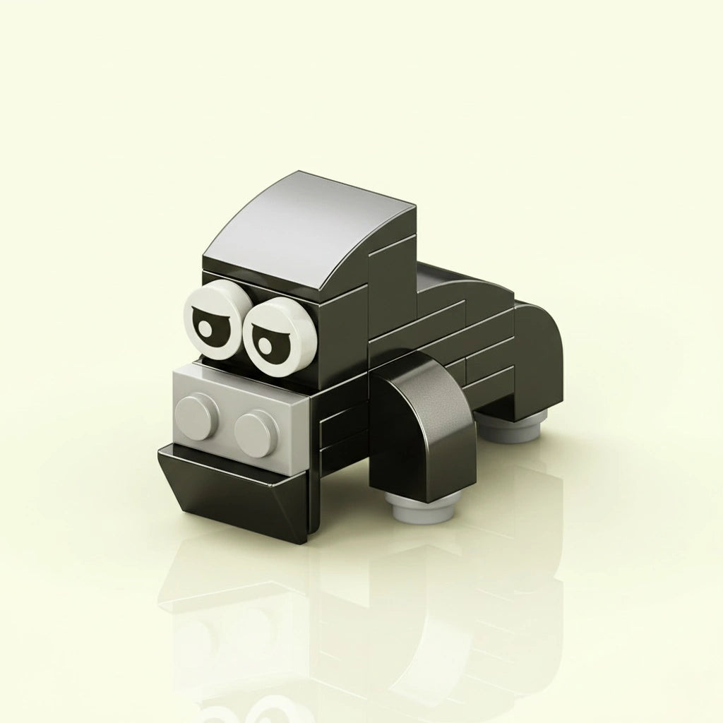 Toy Gorilla Building Block in surface with a light background