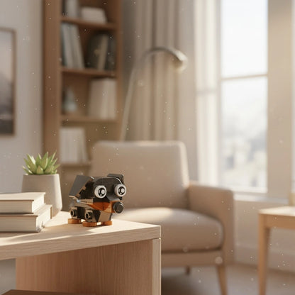 Daschshund Building Block in the side of table.