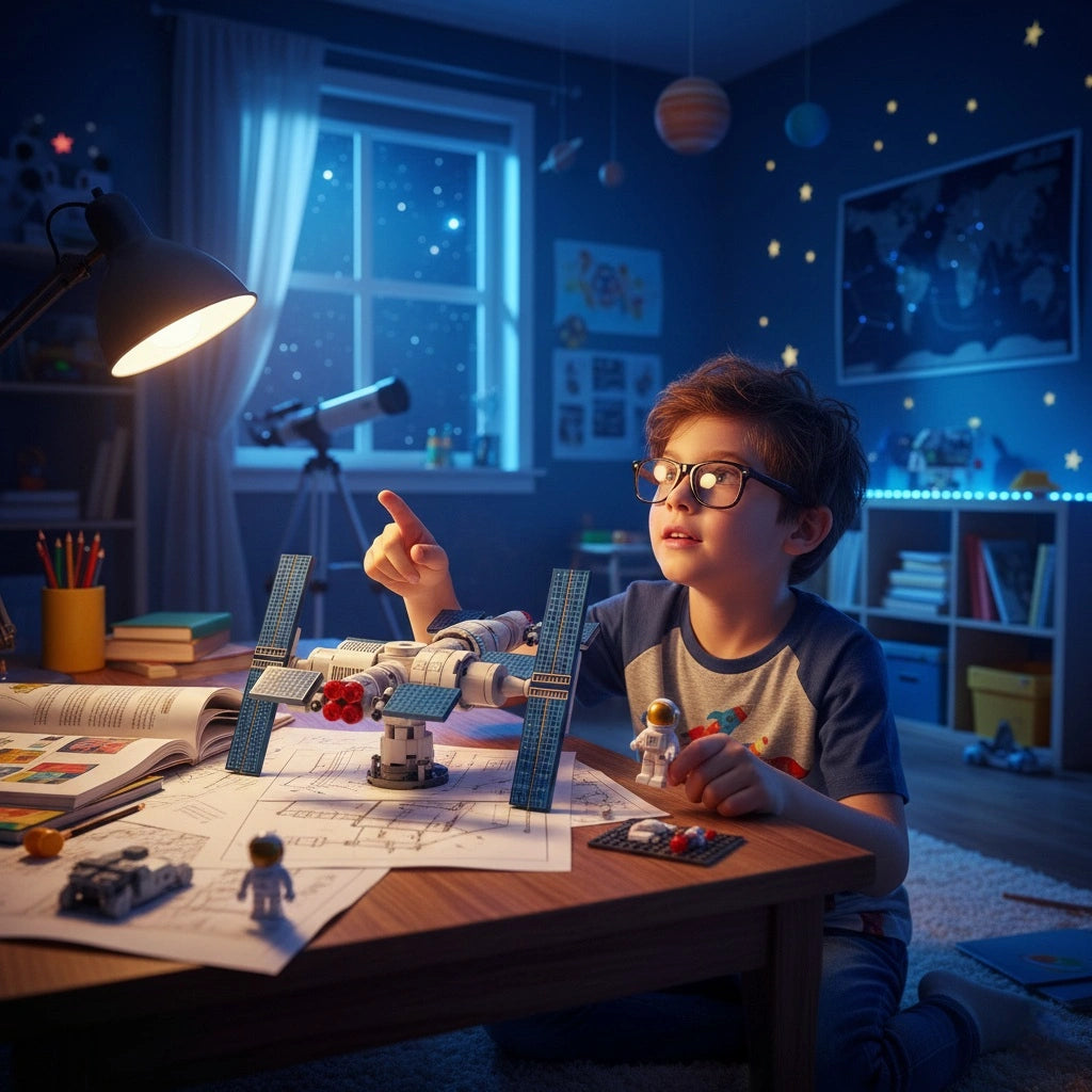 Space Station Building Block (1Pc) in the boy's Study room.