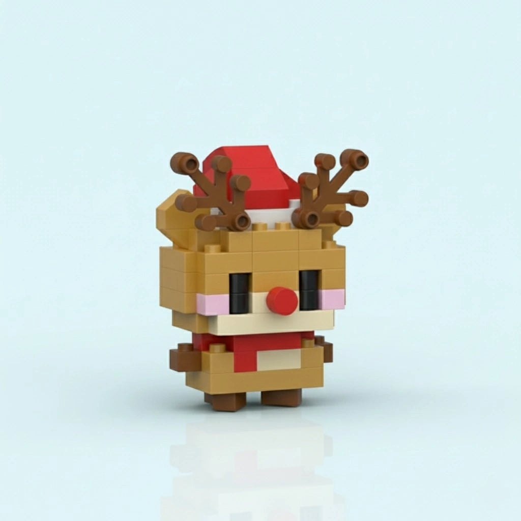 A Christmas Elk Building Block on a light blue background

