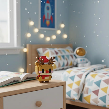 A Christmas Elk Building Block on a table in a room