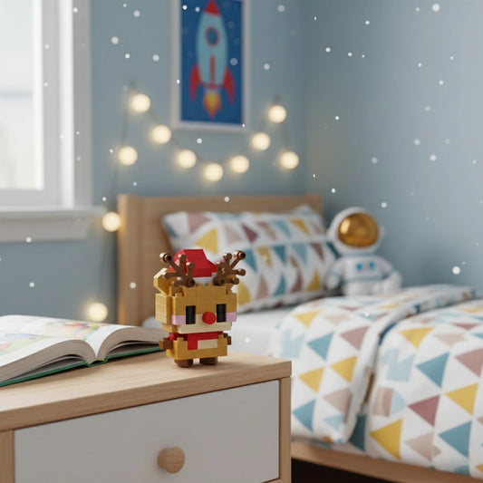 A Christmas Elk Building Block on a table in a room