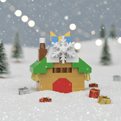 A Christmas House Building Block covered in snow