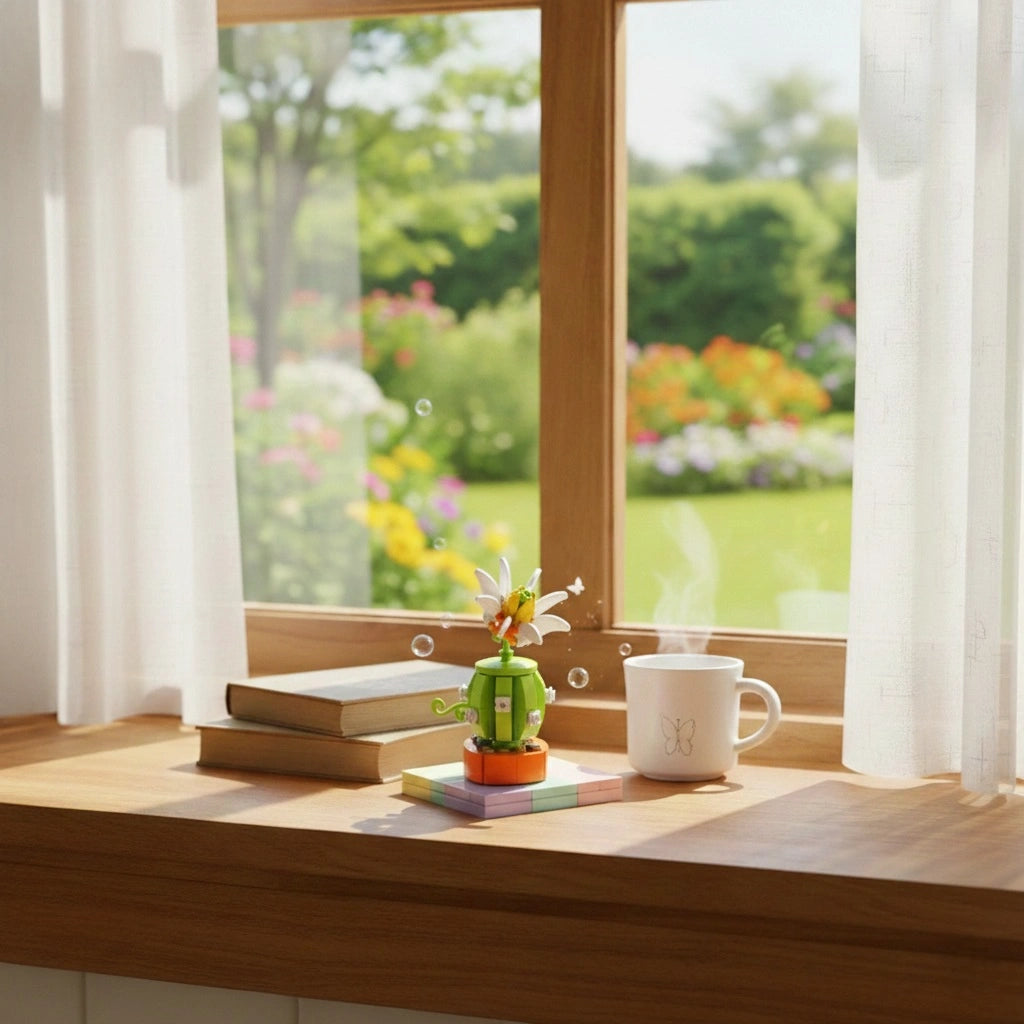 Astrophytum Asterias block at window desk