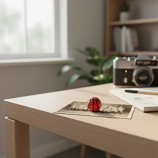 Miniature Toy Basket Ball (1pc) on the side of the table.