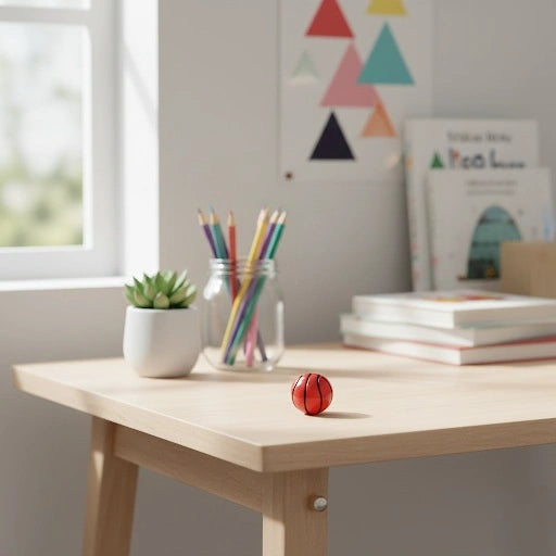 Miniature Toy Basket Ball (1pc) figure kept on the book table.