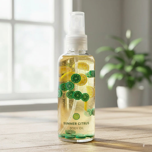 Miniature Polymer Clay Green Orange (10pcs) on the spray bottle.