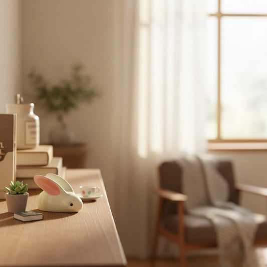 Miniature Mini Rabbit (1pc) on the side table.