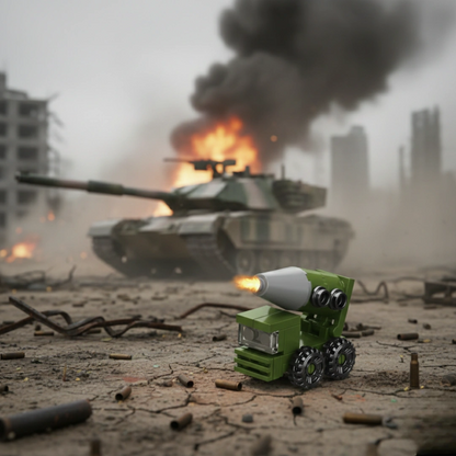 Heavy Artillery Tank Building Block (1Pc) with the war background.