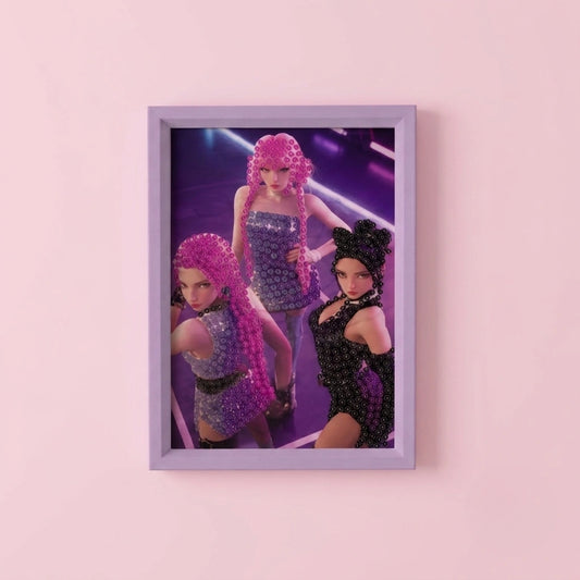Neon Fashion Girl Trio Diamond Painting Kit (1Pc)