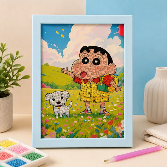 Shinchan & Puppy Walk Diamond Painting Kit (1Pc)