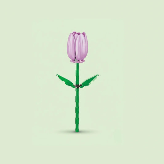 Purple Tulip Flower Building Block (1Pc) on the white background.