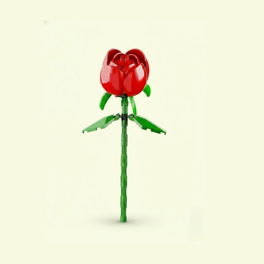 Eternal Red Rose Flower Building Block (1Pc) on the white background.