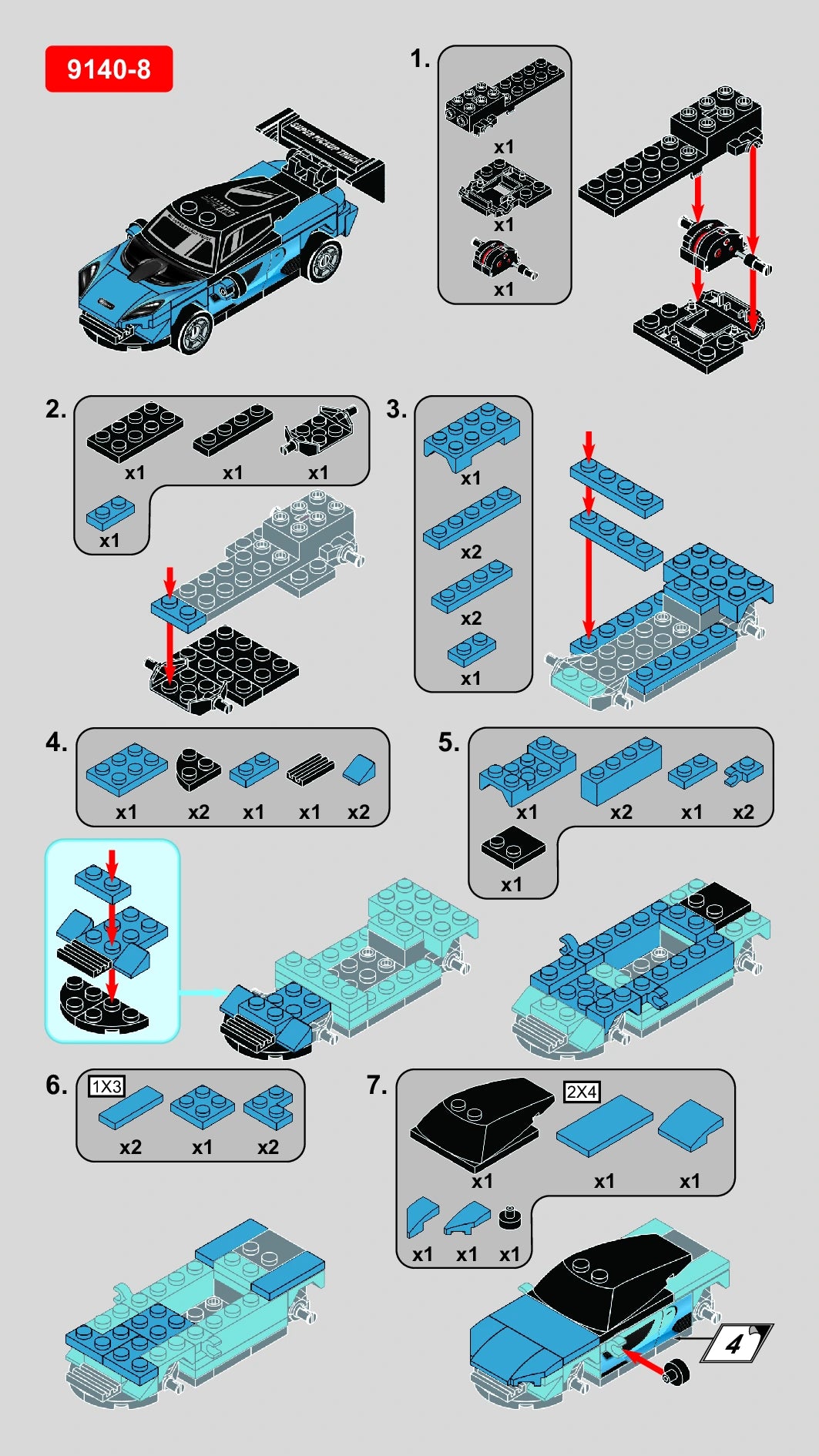 Race Wing Car Vehicle Building Block (1Pc)