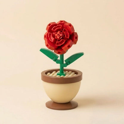 Classic Red Rose Pot Flower Building Block (1Pc)