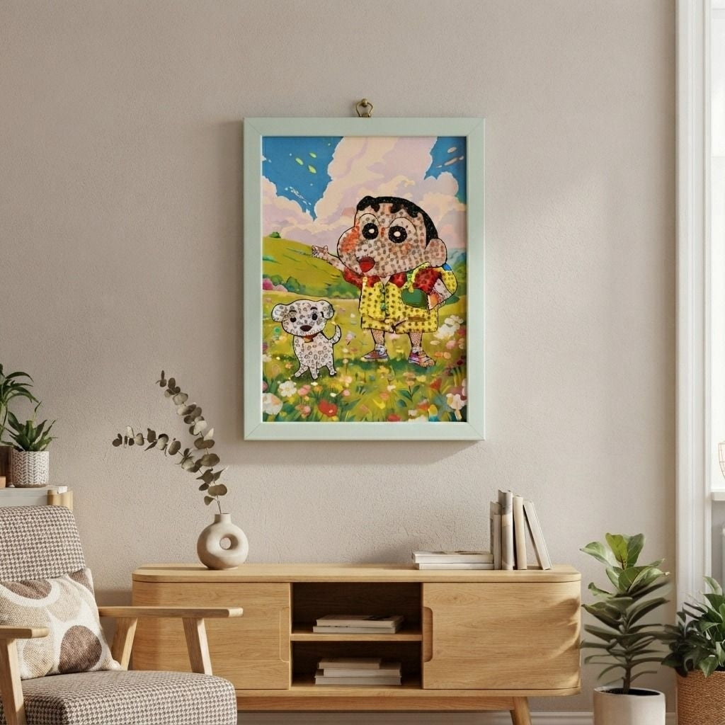 Shinchan & Puppy Walk Diamond Painting Kit (1Pc)