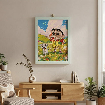 Shinchan & Puppy Walk Diamond Painting Kit (1Pc)