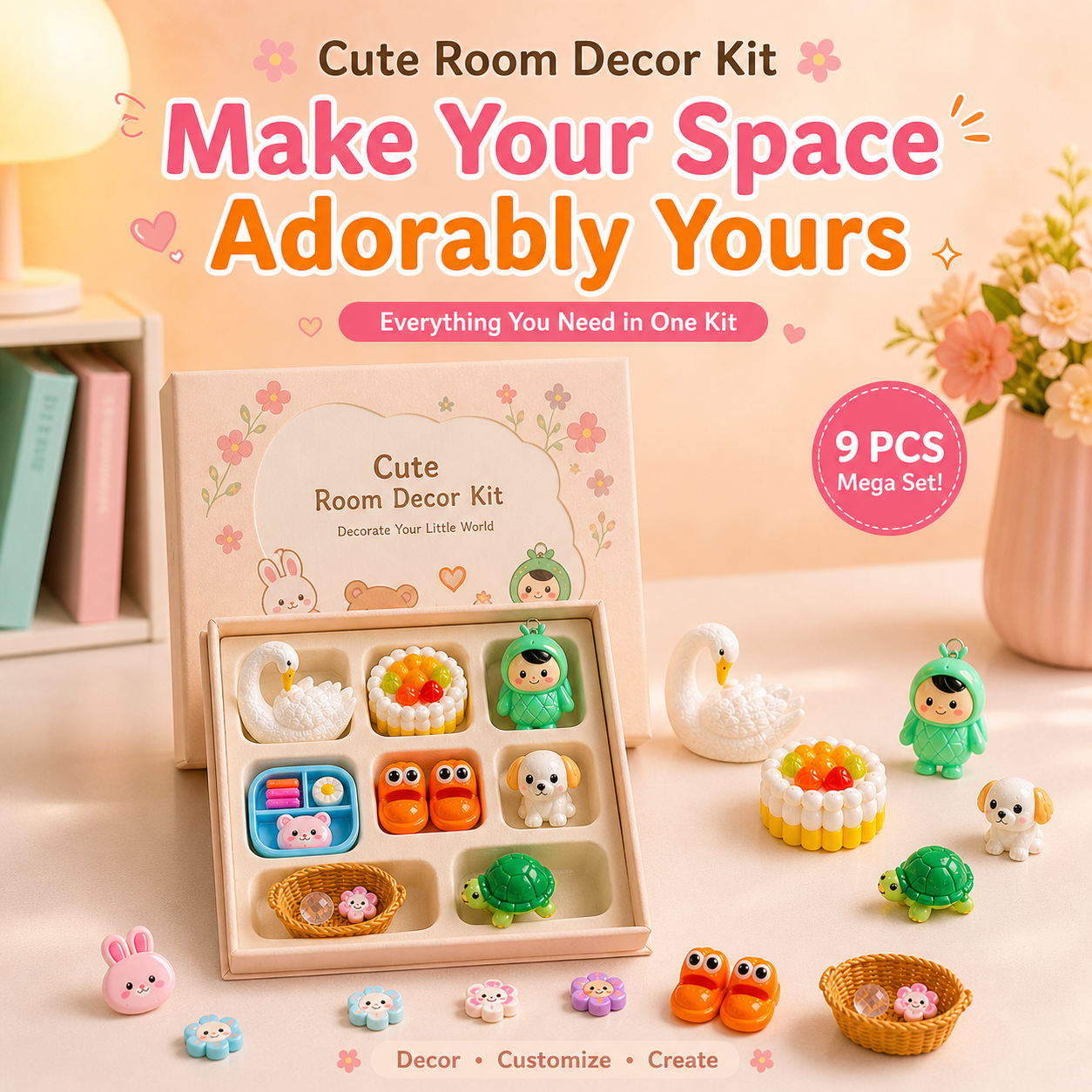 Cute Room Decor Kit (9 in 1 set)