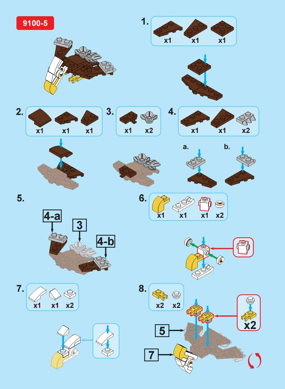 Blocks assembly instructions on a blue background