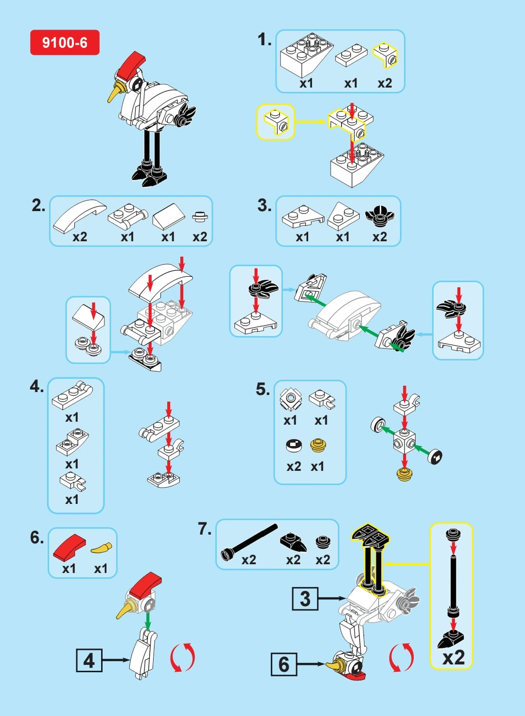 Blocks assembly instructions on a blue background