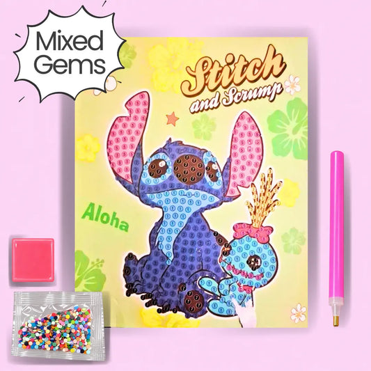 Blue Sitting Alien Diamond Painting Kit Assorted Gems (1pc)