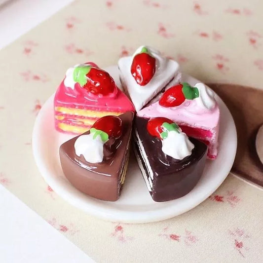 A cute different Miniature Dollhouse Pastry arranged in a miniature white plate.