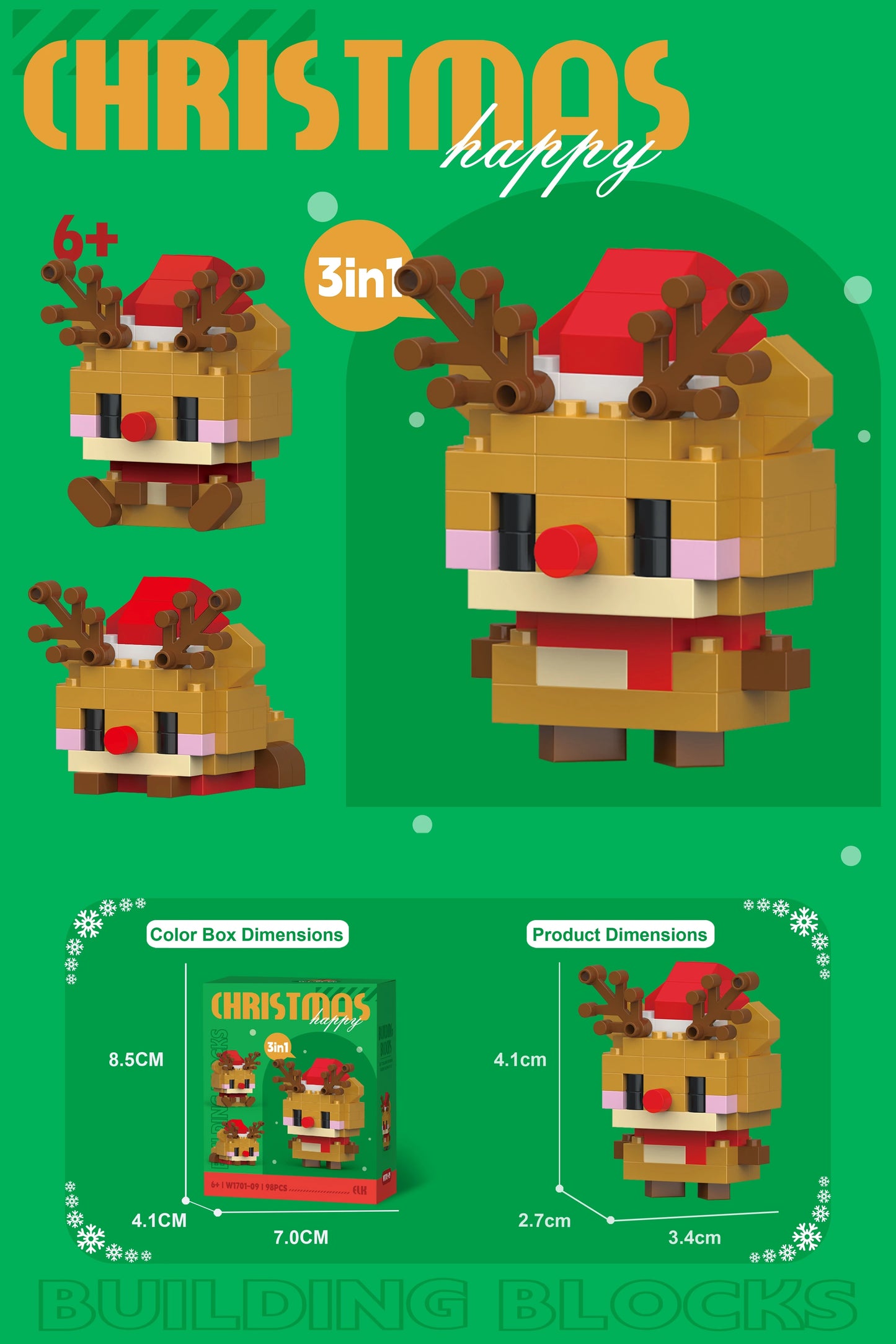 Christmas Elk Building Block (1Pc)