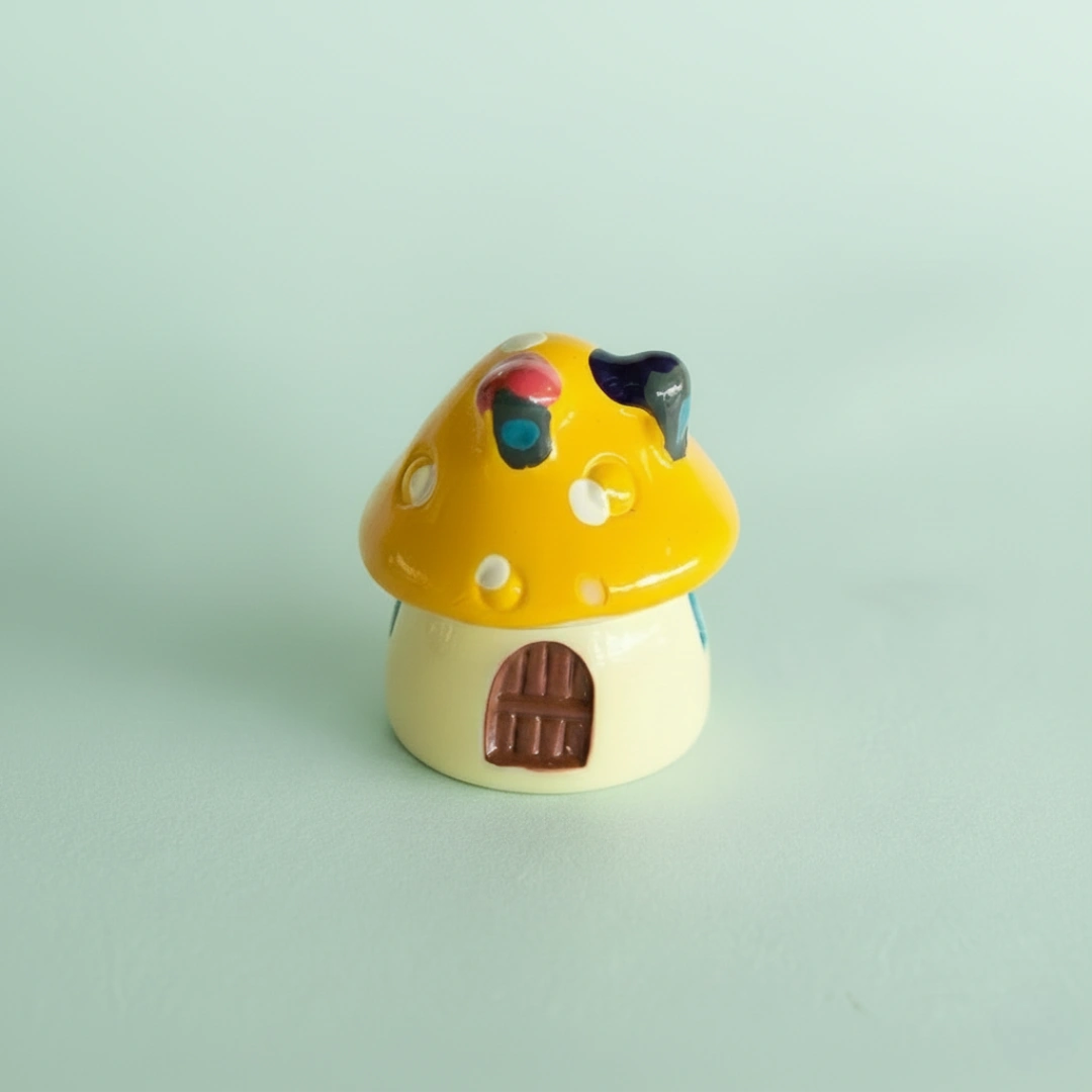 Miniature Mushroom House Assorted on the light background.