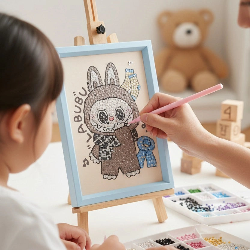 Labubu Cozy Diamond Art Painting Kit (1Pc) shown as a DIY.