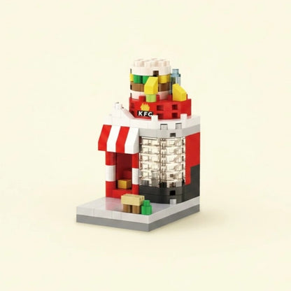 Urban Burger Corner Shop Building Block (1Pc) on a light cream background.