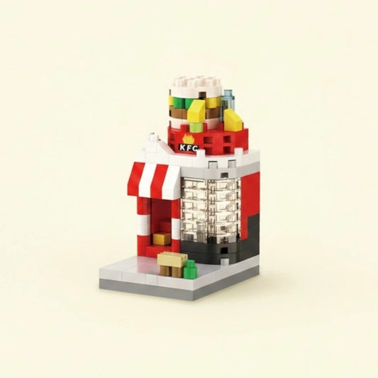 Urban Burger Corner Shop Building Block (1Pc) on a light cream background.