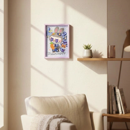 Labubu Juicy Pop Diamond Art Painting Kit (1Pc) on the dining room wall.