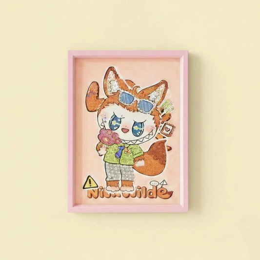 Labubu Rebel Diamond Art Painting Kit (1Pc) on the light background.