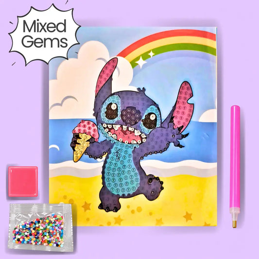Happy Blue Alien Diamond Painting kit Assorted Gems (1pc)