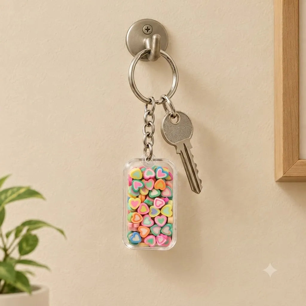 Miniature Polymer Clay Heart Fimo Assorted (10pcs)used as a decorative keychain accessory