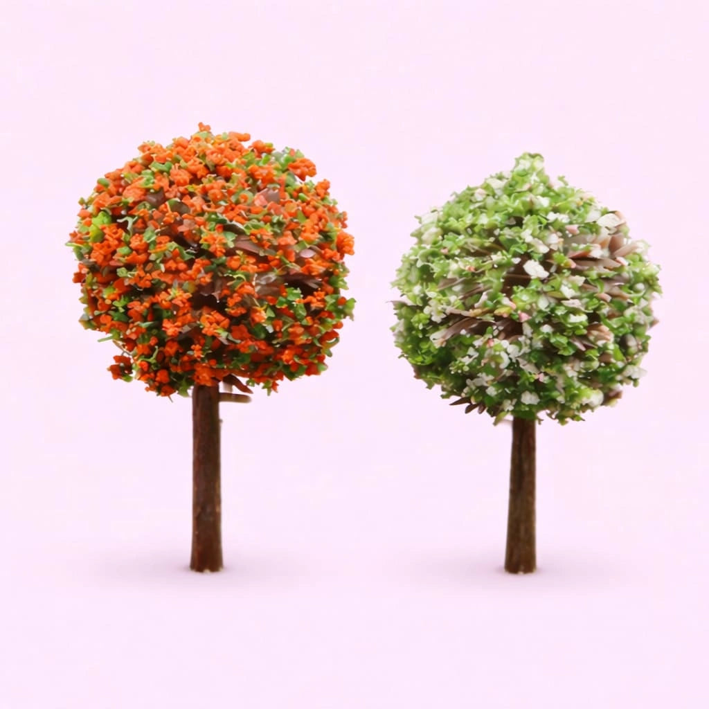 Two Miniature Trees Assorted together on the white background.