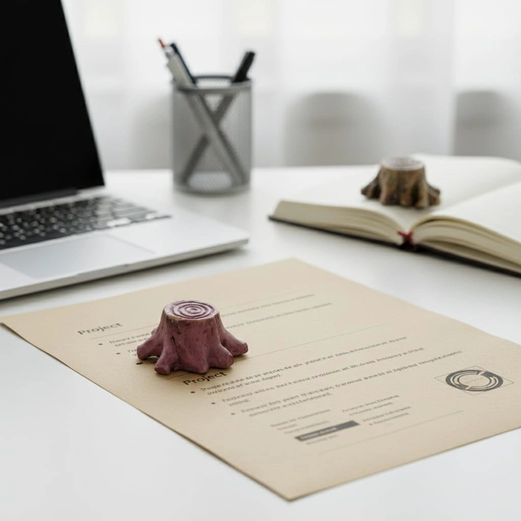 Miniature Tree Trunks Assorted (1pc) on the office work table.