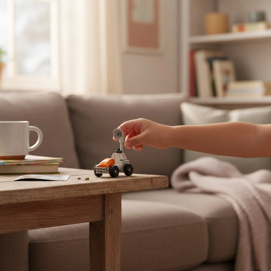 Space Signal Relay Vehicle Building Block (1Pc) on the side of the table.
