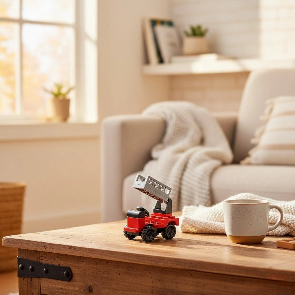 Ladder Truck Building Block (1Pc) on the side of the table.