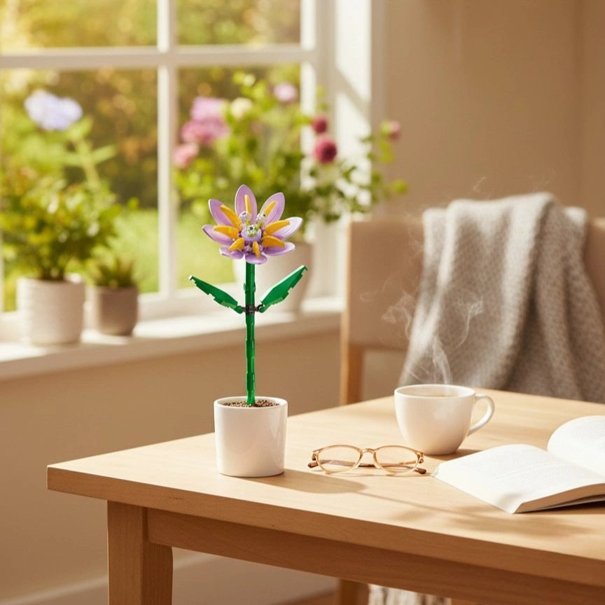 Lotus Flower Building Block (1Pc) on the side of the table.