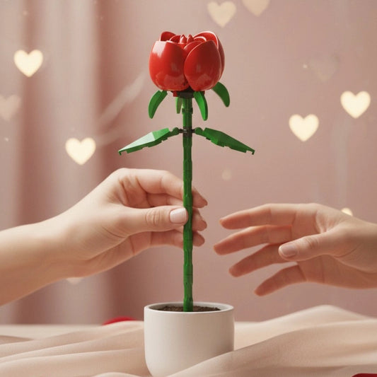 Sharing of Eternal Red Rose Flower Building Block (1Pc) on special occasion.