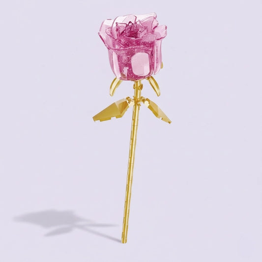 Crystal Pink Rose Flower Building Block (1Pc) on the light background.