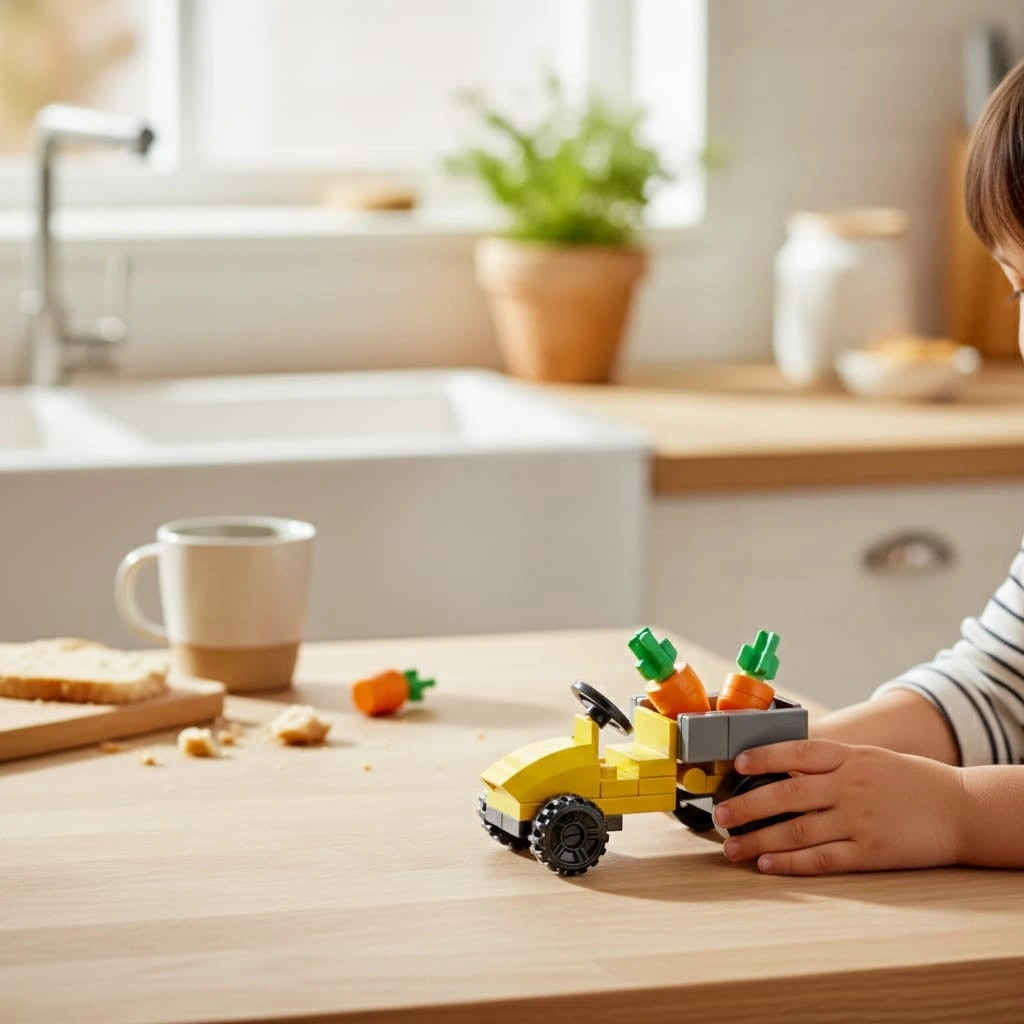 Child is playing with Tractor Building Block (1Pc) .