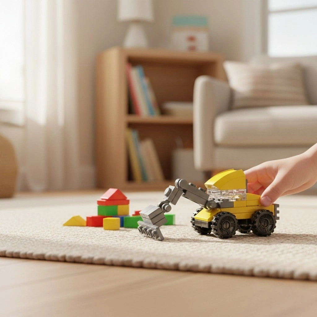 Excavating Machine Building Block (1Pc) on the room floor.
