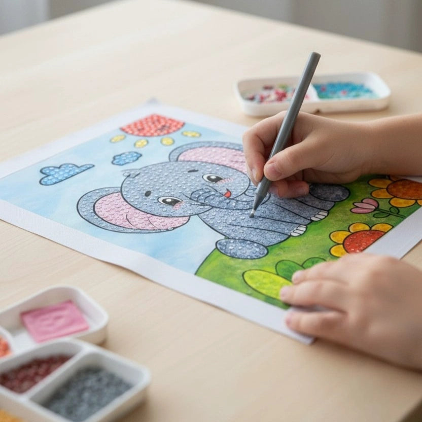 Playful Elephant Diamond Art Painting Kit (1Pc)