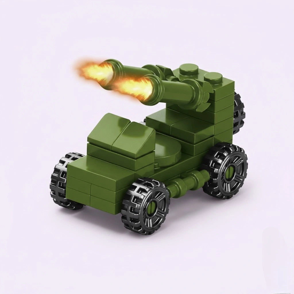 Artillery Tank Building Block (1Pc) on the white background.