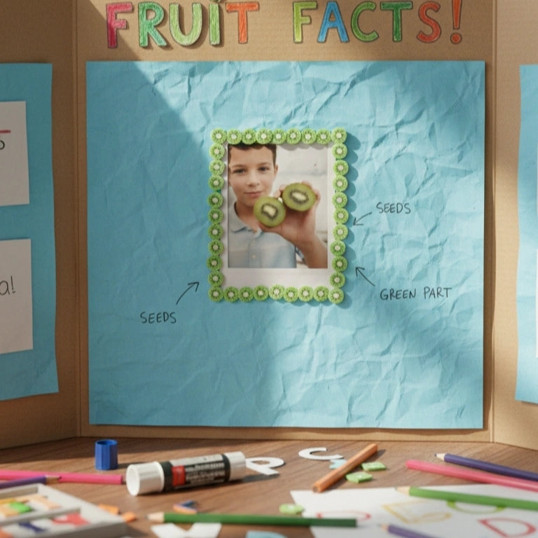 Miniature Polymer Clay Kiwi into a frame form.