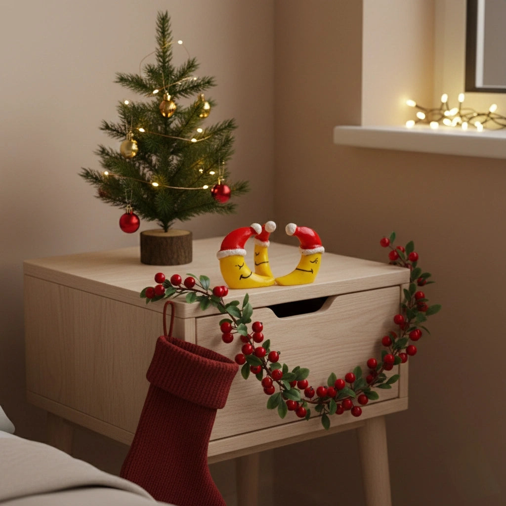 Miniature Moon Fairy on the bed side drawer.