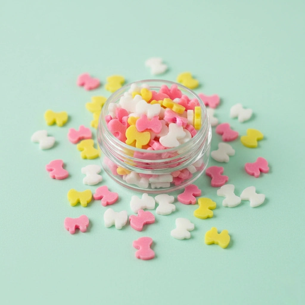 Miniature Polymer Clay Mixed Butterfly (10pcs) on the light background.