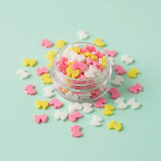 Miniature Polymer Clay Mixed Butterfly (10pcs) on the light background.